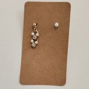 Gold Pearl & Crystal Drop Earring (Single)